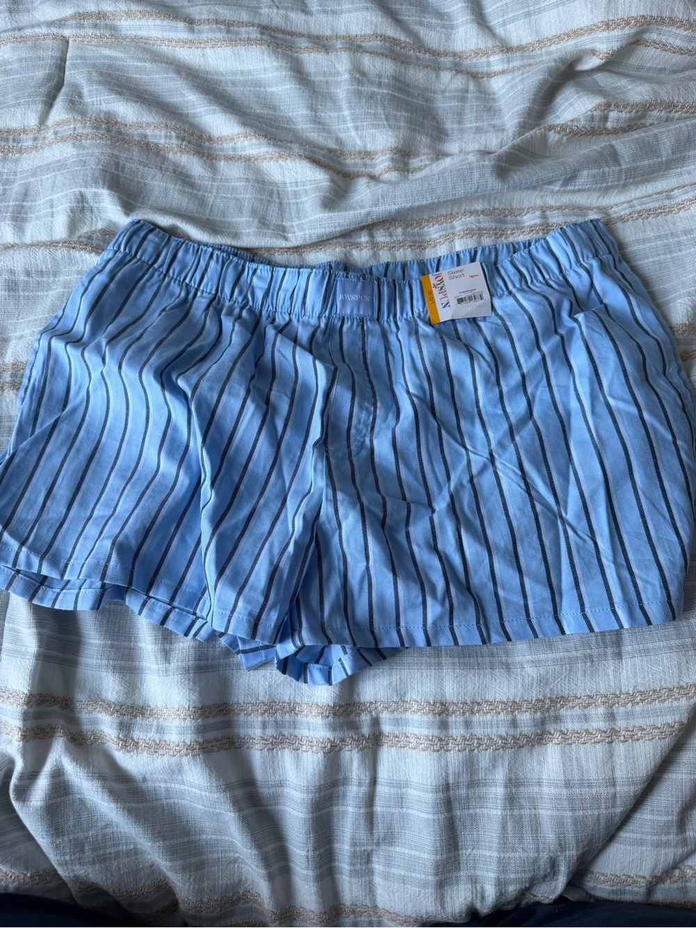 Blue Stripe Women's Athletic Shorts with Elastic Waist